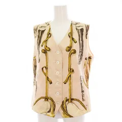 エルメス　マルジェラ期　リバーシブル　中綿ベスト　総柄　シルク　フランス製 エルメス マルジェラ期 リバーシブル 中綿ベスト 総柄 シルク