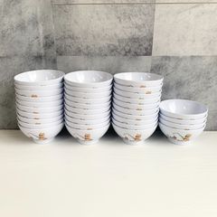 【加茂市のまだまだ使えるもの】くまさん絵柄 お茶碗 34個 釣り 懐かしい絵柄 保育園 幼稚園 給食 食器 メラミン 120℃ 250ml 日本製