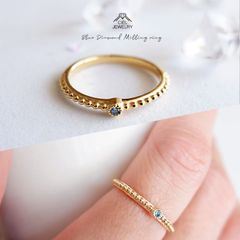 オーシャンブルーダイヤモンド ミル打ち リング SILVER925