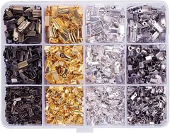 PH PandaHall 約1520個/箱 4色 3サイズ カシメ 紐留め エンドパーツ 基礎パーツ 金具セット