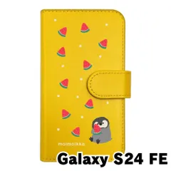 【新品未使用】Galaxy S24 FE ギャラクシー スマホケース 手帳型 (色：イエロー×柄：ペンギンとスイカ)moimoikka ペンギン 動物 flip2-galaxys24fe-ye-20139