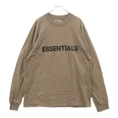 FEAR OF GOD ESSENTIALS (フィアオブゴッド エッセンシャルズ) L/S T-SHIRT フロントラバーロゴ 長袖Tシャツ ロンT ベージュ