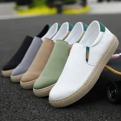 スリッポン キャンバス スニーカー メンズ デッキシューズ 靴 シューズ カジュアルシューズ ローカット ローテク フラットシューズ ファッション