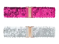 Allegra K エストベルト ストレッチ ベルト 2個 バックル スパンコール 装飾 シャイニー レディース ローズレッド 60cm