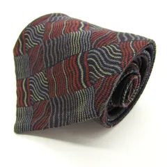 ミラショーン ブランド ネクタイ ウール チェック柄 総柄 ライン PO メンズ ネイビー mila schon 【中古】