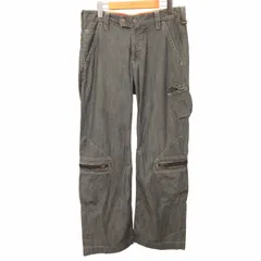 アルマーニ ジーンズ ARMANI JEANS 90s アーカイブ ヒッコリー マルチポケット パンツ テックパンツ ストライプ ストレート Y2K グレー 約Lサイズ 0309 IBO48のサムネイル