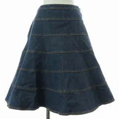 トゥービーシック TO BE CHIC デニムスカート ひざ丈 フレア ライン 38 S インディゴ /DK ■PN