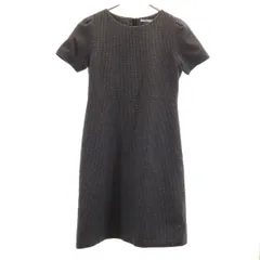 theory luxe セオリーリュクス 日本製 ウールブレンド チェック柄 半袖 ワンピース 40 グレー レディース 古着