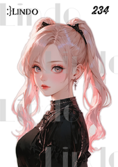 コラージュ素材　人物ステッカー　女の子　A6サイズ　5枚入り　シール　ノーカット　234