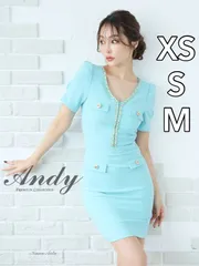 ミント　[ON2827-B-2402] XSサイズあり【ANDY/アンディ】ワンカラー/ チェーン/ バックリボン/ 袖あり/ 半袖/ タイト/ ミニドレス/ キャバドレスナイトドレス/ ワンピース