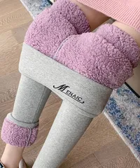 【タグ付新品未使用】[seu23q41013グレー] 超暖裏起毛レギンス 裏ボア タイツ 防寒 ルームウェア 韓国ファッション