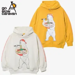 新品 ゴースローキャラバン go slow caravan 長袖 裏毛 パーカー 豚骨 ラーメン クマ 熊 ユニセックス メンズ レディース アイボリー イエロー マスタード
