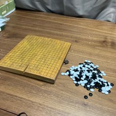 昭和レトロ　木製囲碁盤 19x19 マス 黒白の石付き 木製 セット