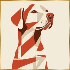 【Red Passion - ラブラドールレトリバー犬 No.3】ミニマリスト・ミニマリズム・シンプル・インテリアアート・ペットロス・うちの子・記念日・アートポスター・犬の絵・犬のイラスト・ギフト・プレゼント