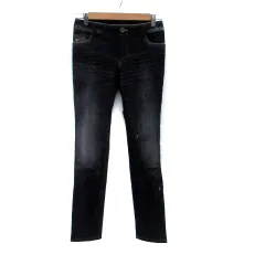 コムサデモード COMME CA DU MODE レギパン デニム風 ダメージ加工 ウォッシュ加工 9 M 黒 ブラック /HO25のサムネイル