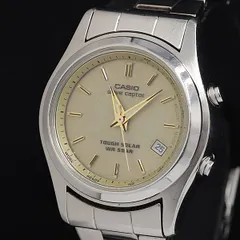 稼動 カシオ ウェーブセプター LWQ-110DJ 電波ソーラー ゴールド文字盤 デイト メンズ/レディース腕時計 OWD 2000000 NSK