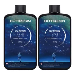 【即日発送】【在庫処分】レジン液 大容量 500g UVレジン液 速硬化 高い透明度 BUTIRESIN 低臭 黄ばみ防止 気泡なし ハードタイプ UV/LED対応レジン液 DIY手作り装飾 用途広い