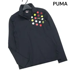 PUMA GOLF プーマ ゴルフ 通年 ロゴ♪ ストレッチ 長袖 ハーフジップ シャツ Sz.M　レディース 黒