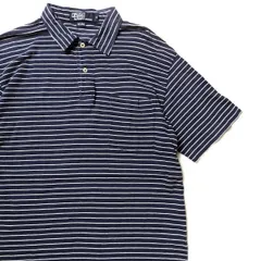 90's ポロ ラルフローレン ボーダー コットン ポロTシャツ 半袖 (M) 紺×白 ポケT ポロシャツ 90年代 旧タグ オールド POLO　アメリカ古着 USED  ビンテージ ヴィンテージ
