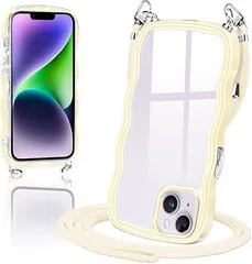 【在庫処分】iPhone14 / iphone13 ケース ショルダー クリア カバー いPhone14 スマホケース 創意 個性 肩掛け 首掛け 斜めかけケース 可愛い かわいい 韓国 透明 TPU 薄型 耐衝撃 アイフォン14/13(イエロー)