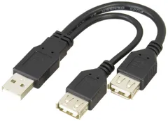 【特価商品】x 2 約15cm [ [ ] ] A・メス(x2) USB USB - USBA/2 A・オス データ転送+充電と充電のみを使い分けられる二股(Y字)USBケーブル 変換名人