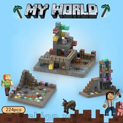 マイクラ マグネットブロック 磁石ブロック レゴ互換 マグネットキューブ 山の洞窟 機関洞窟 クリスマス マイクラ 224pcs ミニフィグ6体 ブロック ミニフィグ マイクラ風 diy worl