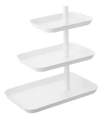【在庫処分】アクセサリー ３段 トレー タワー 山崎実業(Yamazaki) ホワイト 約W24.7XD15.7XH25.7cm タワー 小物入れ アクセサリー収納 4724