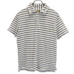 ザノースフェイス AT40803 茶タグ復刻 パイル地 ボーダー柄 半袖 ポロシャツ S 白×紺 THE NORTH FACE アウトドア メンズ 【中古】  【230701】