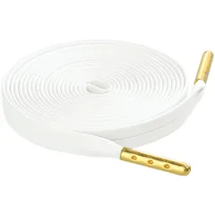 Elerevyo 靴紐 靴ひも 平型 レザー靴ひも シューレース 平ひも 金属チップ付き 2足 ホワイト 120cm