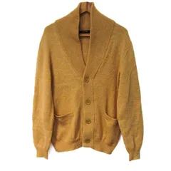 コムサメン ニットカーディガン ショールカラー トップス メンズ Lサイズ イエロー系 COMME CA MEN 【中古】