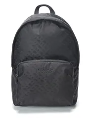 BOSS/ヒューゴボス/ブラックレザー /バックパック/リュック/高級感 HUGO BOSS (ヒューゴボス) レザー モノグラム バックパック 26L