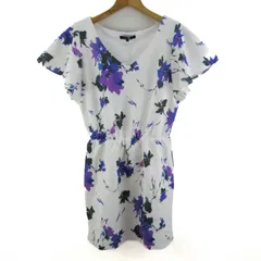 リエンダ ワンピース 半袖 未使用 ストレッチ ブランド トップス 白 レディース Mサイズ オフホワイト×パープル×ブラック rienda