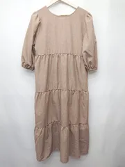 ◇ ⊂ classicalelf クラシカルエルフ 前後2WAY　ティアード 五分袖 膝下 ワンピース サイズL ベージュ レディース P  【1409250018442】