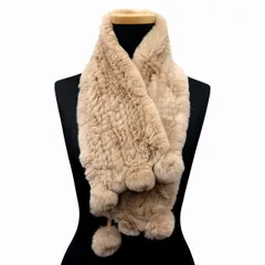 トゥービーシック TO BE CHIC レッキス ラビット ファー ティペット マフラー 毛皮 ボンボン ベージュ系 レディースのサムネイル