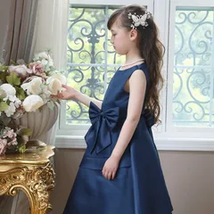 【ネイビー】上品ふんわりマットサテンドレス TAK キッズ キャサリンコテージ