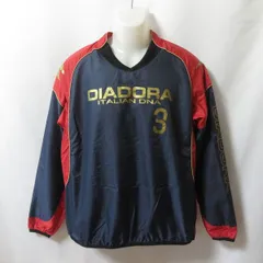 古着 メンズL DIADORA/ディアドラ 裏起毛メッシュ ピステトップ ブレーカー トレーニングウェア スポーツ サッカー ネイビー/レッド/ゴールド FP0156 fg4602