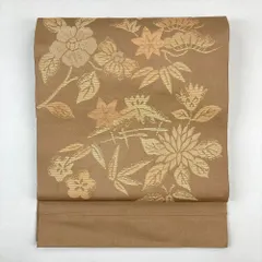 タ243】厳選美品紬朽葉色金茶色地気品豊かに高級美術京袋帯