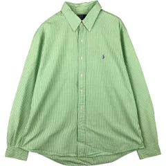 古着 ラルフローレン Ralph Lauren POLO by Ralph Lauren CUSTOM FIT 長袖 ボタンダウンストライプシャツ メンズXL相当/eaa588495