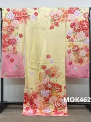 振袖 仮絵羽 刺繍 金彩 紋意匠 薔薇尽くし 正絹 未仕立て品 八掛付き MOK462