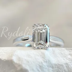 PT950 1.5ct オーダーメイドダイヤリング ラボグロウンダイヤモンド IGI鑑定書付き エメラルドカット LGD結婚指輪 誕生日記念日プレゼント 上品に輝くラボダイヤリング シンプル＆エレガント 透明感あふれる輝き 上質なプラチナ製 一粒石ダイヤリング