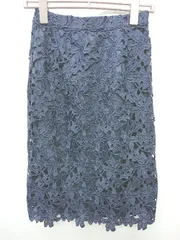 ◇ KBF ケービーエフ URBAN RESEARCH レース 花柄 膝下丈 タイト スカート サイズONE ネイビー レディース P  【1406240041466】