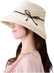 UVカット　コットン　アウトドアハット　クリーム色