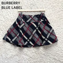バーバリーブルーレーベル ミニスカート Aライン 台形 ノバチェック柄 ウール 美品 36サイズ BURBERRY BLUE LABEL 三陽商会 ネイビー グレー レッド