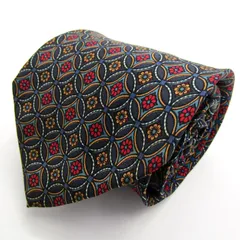 シャルル・ジョルダン ブランド ネクタイ シルク 花柄 格子柄 総柄 PO メンズ ブラック CHARLES JOURDAN 【中古】