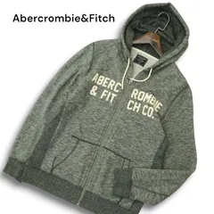 Abercrombie&Fitch アバクロンビー＆フィッチ 秋冬 裏起毛 スウェット★ ロゴ ジップアップ パーカー Sz.XS メンズ グレー