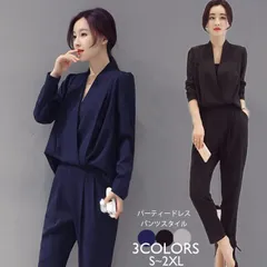入学式 ママスーツ 結婚式 ドレス セットアップ オールインワン パンツスーツ アンサンブル オーバーオール お呼ばれ Vネック 体型カバー フォーマル 大きいサイズ パーティー 披露宴 卒業式 発表会 おしゃれ エレガント シルエット 8RBQ573