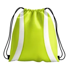 「プレゼントのパッケージにも」 テニスボール柄 巾着 キッズバックパック ドローストリングバッグ ポーチ 小物入れ 収納袋 TE049992-グリーン【メール便発送】(040009992)