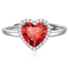 【新着商品】女性 誕生石 大粒 フリーサイズ クリスマス ジルコニア シルバー925 リング ハート アクセサリー レディース 指輪 [ChicSilver]