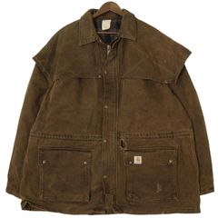 80年代 USA製 Carhartt カーハート アンブレラ ケープダックジャケット ワーク 大きいサイズ ブラウン (メンズ XX-LARGE) 中古 古着 A1932