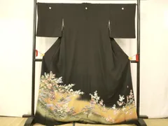 平和屋着物■十日町友禅作家　阿部佳雪　黒留袖　御所車枝花文　暈し染め　正絹　逸品　AAAV4630fw